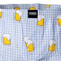 Happy Shorts Mens woven boxer shorts, pack of 3 – American style, cotton, patterned Burger/Pizza/Bier M (Medium)