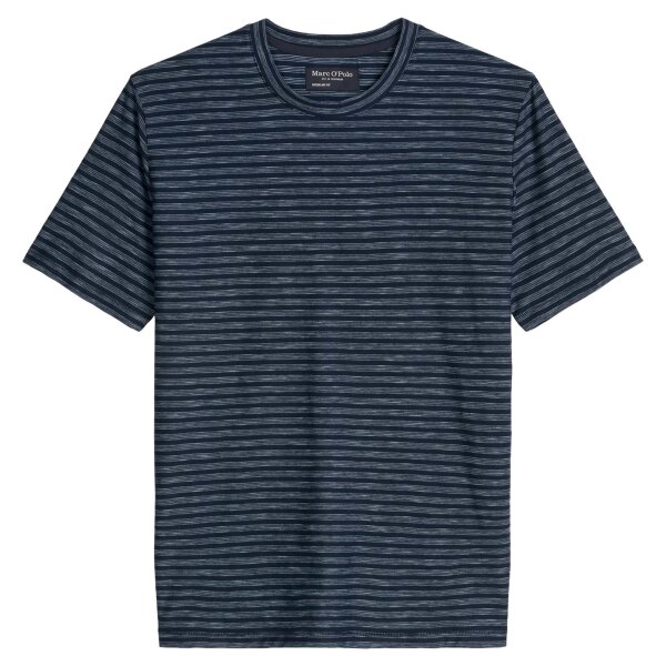 Marc OPolo Herren T-Shirt, gestreift - Slub-Jersey, Rundhals, Regular Fit, Baumwolle Blau M