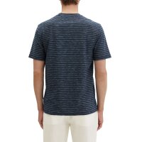 Marc OPolo Mens T-shirt, striped – slub jersey, crew neck, regular fit, cotton Blue M (Medium)
