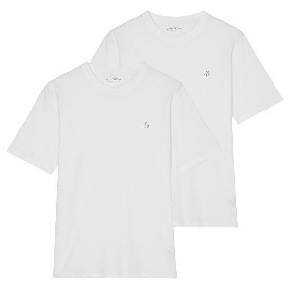 Marc OPolo Mens T-shirt, 2-pack – Small logo, Regular fit, Cotton, Plain White S (Small)
