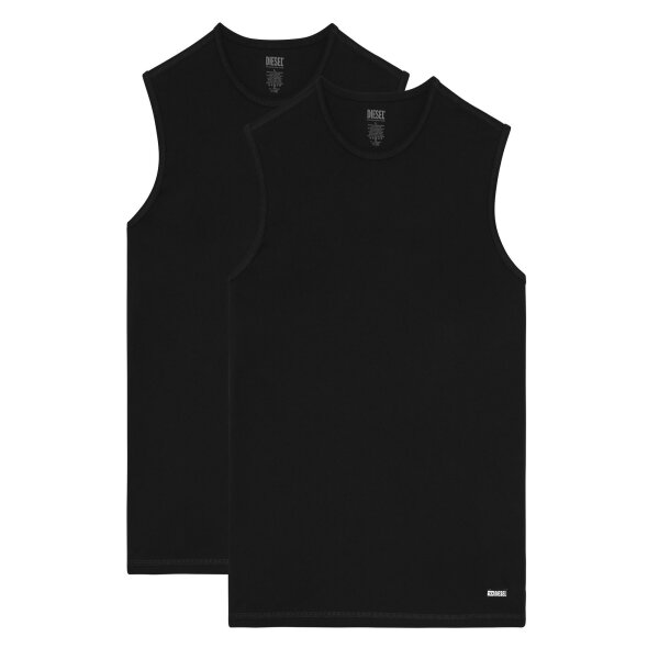 DIESEL Herren Tank Tops, 2er Pack - TIM-UTLT, Cotton Stretch, Unterhemd, Rundhals Schwarz M