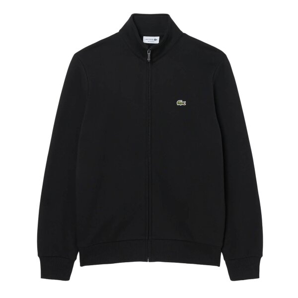 LACOSTE Herren Sweatjacke mit Stehkragen - Zipped Fleece Sweatshirt, Regular Fit Schwarz S