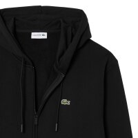LACOSTE Men Hooded Sweat Jacket - Zipped Fleece Front Hoodie, Regular Fit Black S (Small)