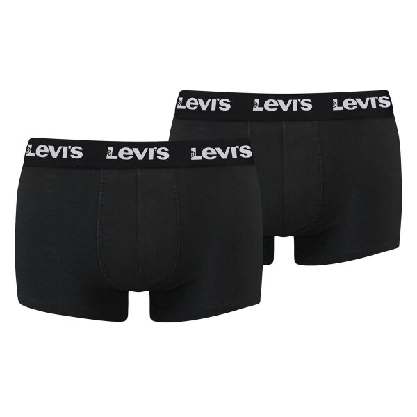 Levis Herren Boxershorts, 2er Pack - Logo Trunk 2P, Logobund, Baumwoll-Stretch, einfarbig Schwarz M