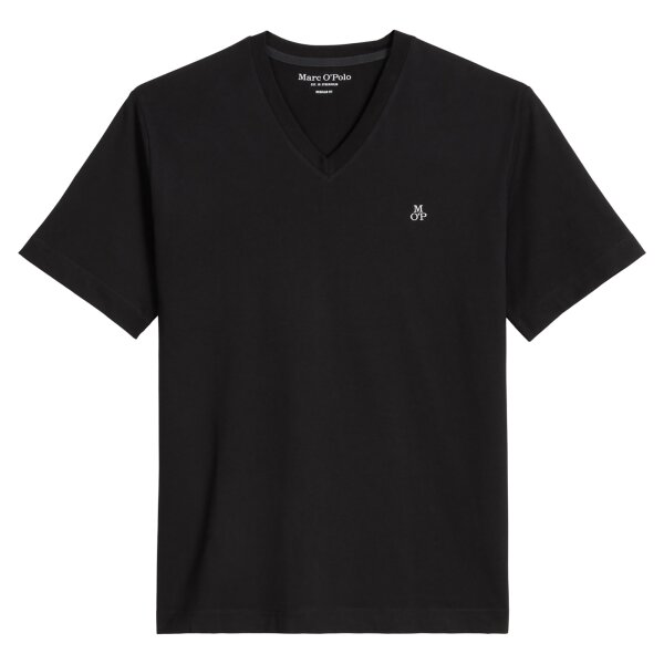 Marc OPolo Herren T-Shirt, V-Neck - Shortsleeve, Regular Fit, Baumwolle, einfarbig Schwarz M