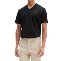 Marc OPolo Herren T-Shirt, V-Neck - Shortsleeve, Regular Fit, Baumwolle, einfarbig Schwarz M