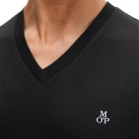 Marc OPolo Herren T-Shirt, V-Neck - Shortsleeve, Regular Fit, Baumwolle, einfarbig Schwarz M