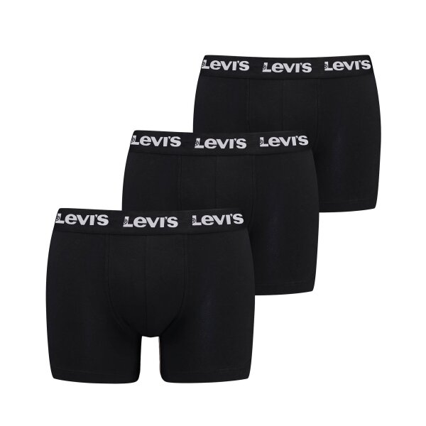 Levis Men Boxer Shorts, 3-pack - Repeat Logo Boxer Brief 3P, logo waistband, stretch cotton, plain Black M (Medium)