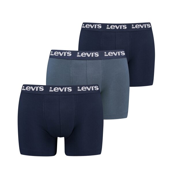 Levis Herren Boxershorts, 3er Pack - Repeat Logo Boxer Brief 3P, Logobund, Baumwoll-Stretch, einfarbig Dunkelblau M