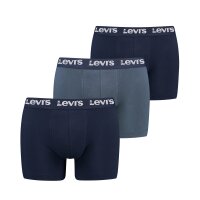 Levis Herren Boxershorts, 3er Pack - Repeat Logo Boxer Brief 3P, Logobund, Baumwoll-Stretch, einfarbig Dunkelblau M