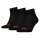 Levis Unisex Quarter Socks, 3-pack – Mid Cut Batwing Logo, Recycled Cotton 3P, plain Black 39-42