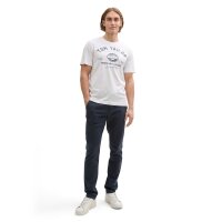 TOM TAILOR Mens T-shirt – Logo T-shirt, crew neck, regular fit, cotton, print White M (Medium)