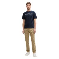 TOM TAILOR Herren T-Shirt - T-Shirt with Print, Rundhals, Regular Fit, Baumwolle Blau M