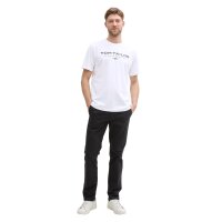 TOM TAILOR Herren T-Shirt - T-Shirt with Print, Rundhals, Regular Fit, Baumwolle Weiß M