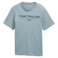 TOM TAILOR Herren T-Shirt - T-Shirt with Print, Rundhals, Regular Fit, Baumwolle Mintgrün L