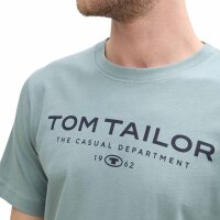 TOM TAILOR Herren T-Shirt - T-Shirt with Print, Rundhals, Regular Fit, Baumwolle Mintgrün L