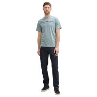 TOM TAILOR Mens T-shirt – Printed T-shirt, crew neck, regular fit, cotton Mint Green L (Large)