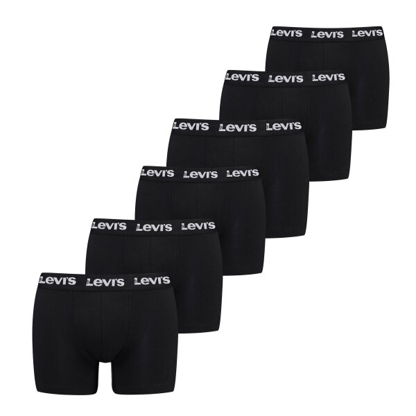 Levis Herren Boxer-Shorts, 6er Pack -  Logo Boxer Brief 6P, Cotton Stretch, ECOM Schwarz M