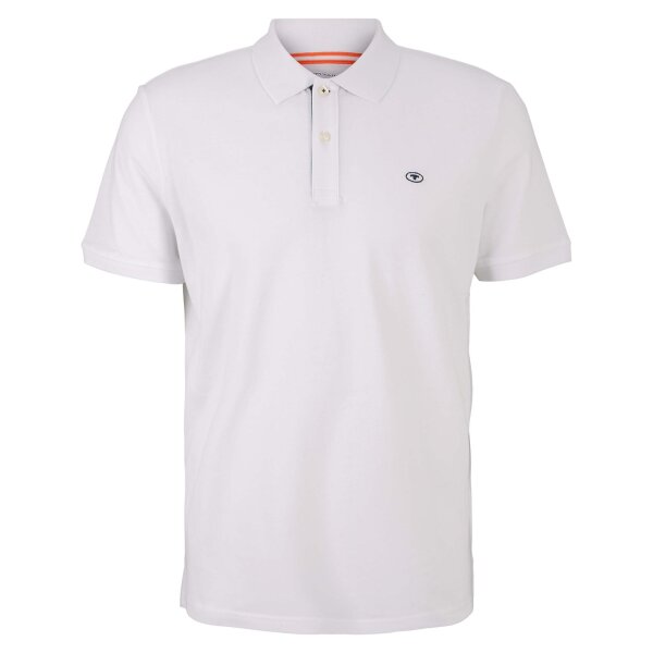 TOM TAILOR Herren Poloshirt, Knopfleiste - Basic Polo With Contrast, Regular Fit, Baumwolle Weiß M