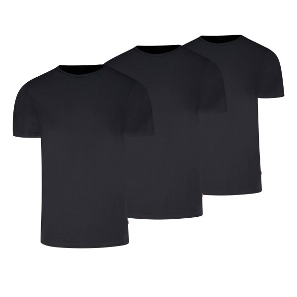 Levis Herren T-Shirts, 3er Pack - Solid Crew 3P, Rundhals, Cotton Stretch, ECOM Schwarz M