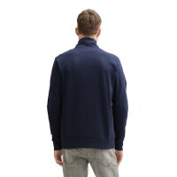 TOM TAILOR Herren Sweatjacke mit Stehkragen - Printed Stand-Up Sweat Jacket, Regular Fit, Baumwollmischung Blau M