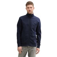 TOM TAILOR Mens Sweat Jacket with Stand-Up Collar - Printed Stand-Up Sweat Jacket, Regular Fit, Cotton Blend Blue M (Medium)
