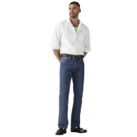 Levis Herren Jeans - 501 Original, Baumwoll-Denim, Länge 32, Straight Fit Blau 30W/32L