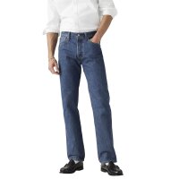Levis Herren Jeans - 501 Original, Baumwoll-Denim, Länge 32, Straight Fit Blau 30W/32L