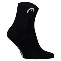 HEAD Unisex Quarter Socken, 3er Pack - All Sports Training Quarter 3P, Logo, einfarbig Schwarz 39-42