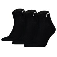HEAD Unisex Quarter Socks, 3-pack - All Sports Training Quarter 3P, Logo, plain Black 39-42 (UK 6-8)