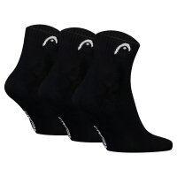 HEAD Unisex Quarter Socks, 3-pack - All Sports Training Quarter 3P, Logo, plain Black 39-42 (UK 6-8)