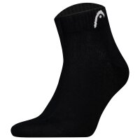 HEAD Unisex Quarter Socks, 3-pack - All Sports Training Quarter 3P, Logo, plain Black 39-42 (UK 6-8)