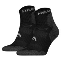 HEAD Unisex Quarter-Wandersocken, 2er Pack - Hiking All Climates Quarter 2P, Sportsocken, Logo Schwarz 39-42