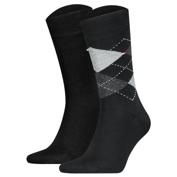 TOMMY HILFIGER Men Socks, 2-pack - Check Socks 2P, Diamond Black 39-42
