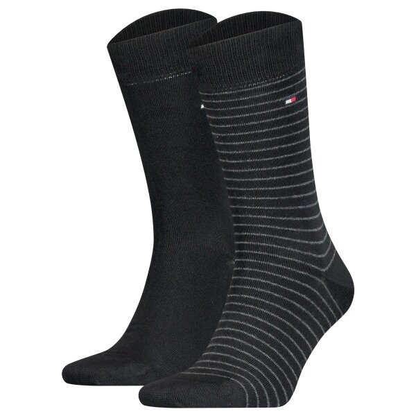 TOMMY HILFIGER Men Socks, 2-pack – Small Stripe Socks 2P, narrow stripes Black 39-42