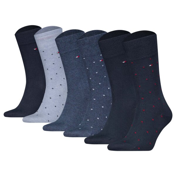 TOMMY HILFIGER Herren Socken, 6er Pack - Sock Dot 6P, Punkte, ECOM Blau 43-46