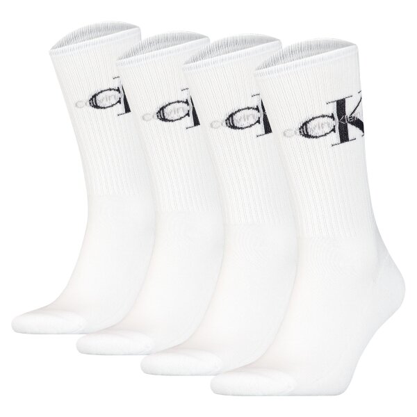 Calvin Klein Herren Socken, 4er Pack - Sock Monogram 4P, Logo, Tennissocken, ECOM Weiß 39-42