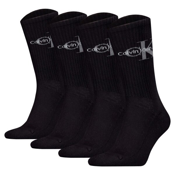 Calvin Klein Herren Socken, 4er Pack - Sock Monogram 4P, Logo, Tennissocken, ECOM Schwarz 39-42