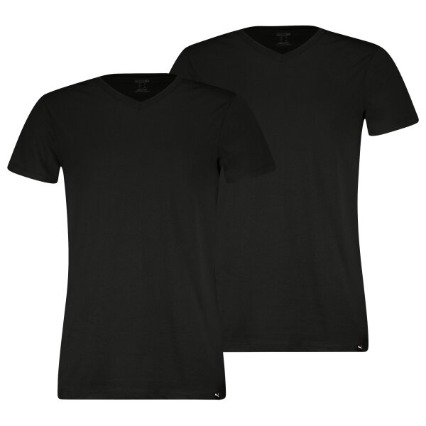 PUMA Herren T-Shirts, 2er Pack - V-Neck Tee 2P, V-Ausschnitt, Regular Fit, Baumwolle, einfarbig Schwarz XXL