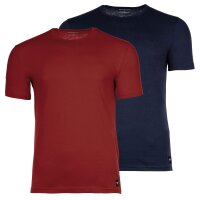 EMPORIO ARMANI Herren T-Shirt, 2er Pack - ESSENTIAL LOGOLABEL, Rundhals, Stretch Cotton Dunkelblau/Rot M