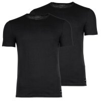 EMPORIO ARMANI mens T-shirt, 2-pack - ESSENTIAL LOGOLABEL, round neck, stretch cotton Black L (Large)