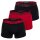 EMPORIO ARMANI Herren Trunks, 3er Pack - BOLD MONOGRAM, Shorts, Stretch Cotton Schwarz/Rot/Schwarz M