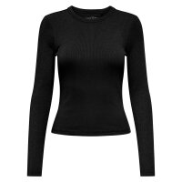 ONLY Damen Ripp-Langarmshirt - ONLVAL O-NECKT SWEAT,...
