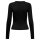 ONLY Damen Ripp-Langarmshirt - ONLVAL O-NECKT SWEAT, Rundhals, Regular Fit, Baumwoll-Stretch, einfarbig Schwarz XS