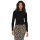 ONLY Damen Ripp-Langarmshirt - ONLVAL O-NECKT SWEAT, Rundhals, Regular Fit, Baumwoll-Stretch, einfarbig Schwarz XS