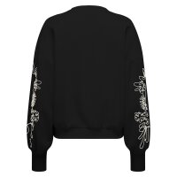 ONLY Damen Sweatshirt - ONLBROOKE, Rundhals, Baumwollmsichung, floral Schwarz XS