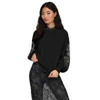 ONLY Damen Sweatshirt - ONLBROOKE, Rundhals, Baumwollmsichung, floral Schwarz XS