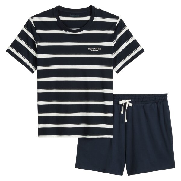 Marc OPolo Men’s Pyjamas, Short - Pyjama Set, 2-Piece, Striped, Cotton Dark Blue M (Medium)
