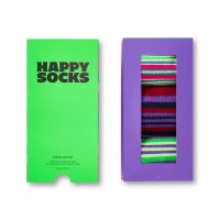Happy Socks Unisex Socken, 3er Pack - Graphic Socks, Geschenkbox, Streifen, Baumwollmischung Pink/Rot/Grün 36-40
