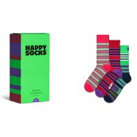 Happy Socks Unisex Socken, 3er Pack - Graphic Socks, Geschenkbox, Streifen, Baumwollmischung Pink/Rot/Grün 36-40